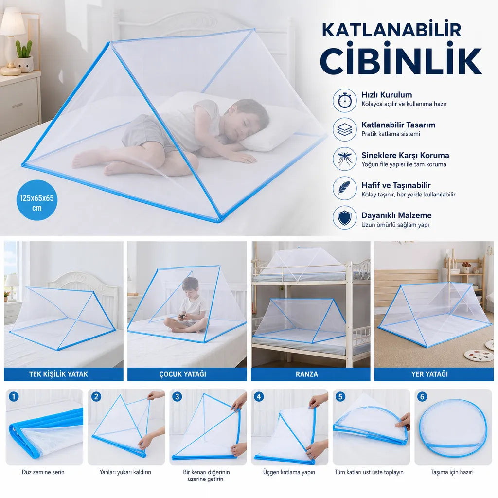 TemizUyku™ Katlanabilir Sinek Cibinliği